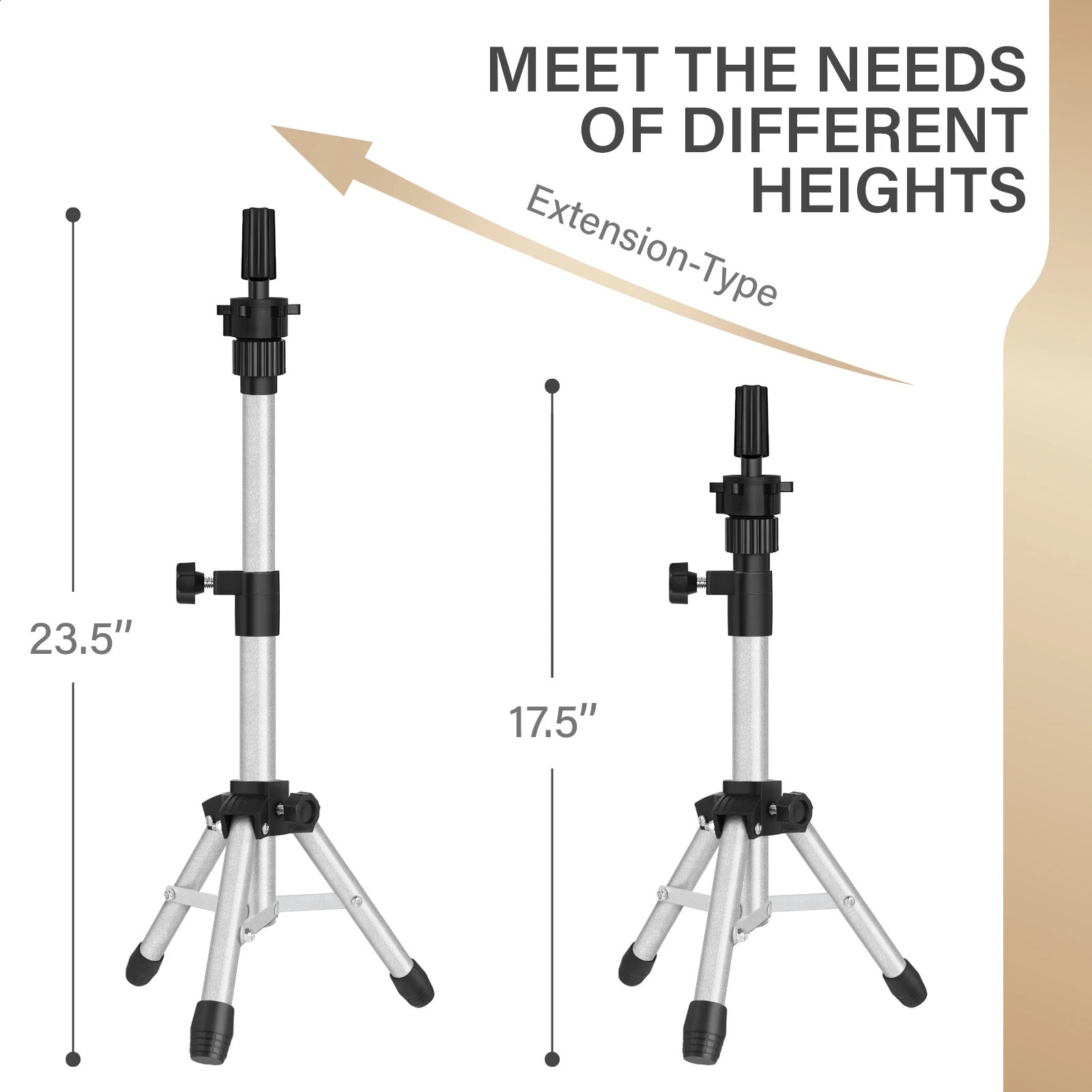Mini 64cm Wig Stand Tripod With Non-Slip Base Adjustable Mannequin Head Stand Manikin Head Tripod For Hair Extensions Training 241120
