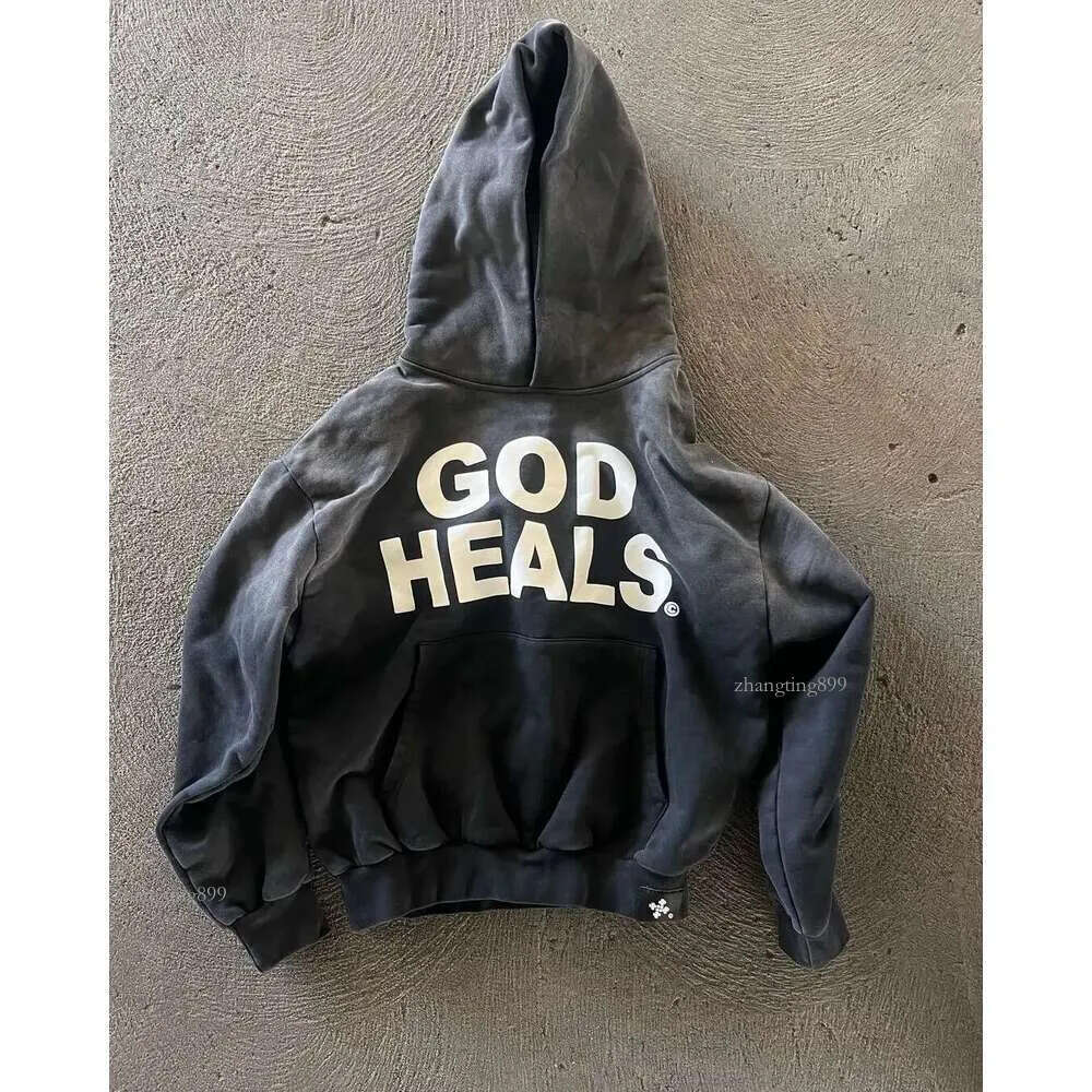 Haruku 2024 New Vintage Streetwear God heals Painting Printed Oversized Street Hoodies Women Sweatshirt Y2k Tops Men Clothing