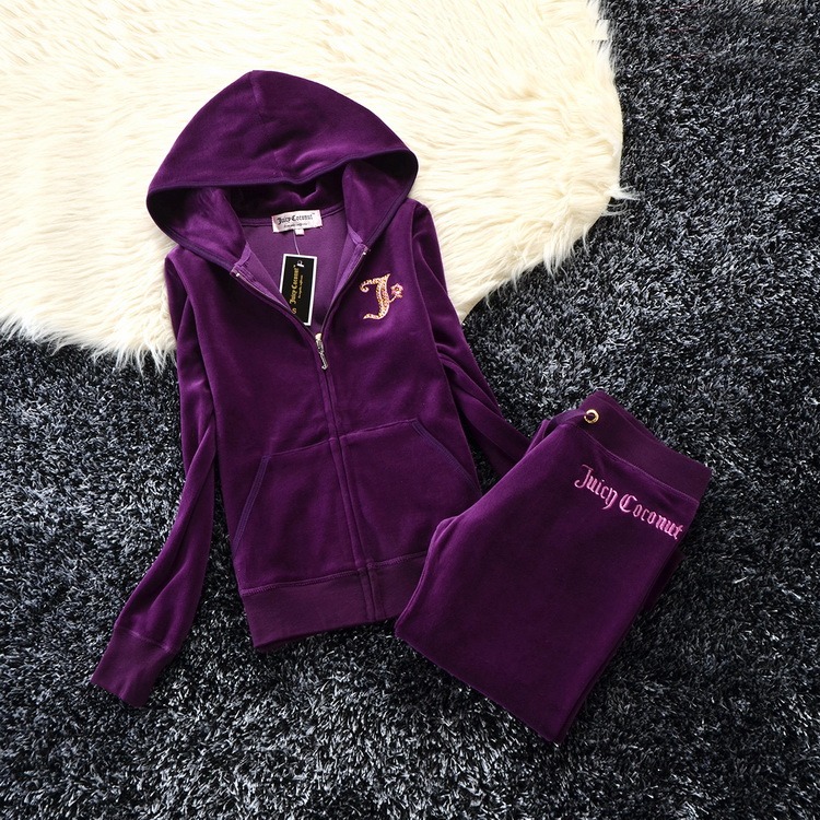 Y2k Velvet Sportswear Juicy Tracksuit Women's Casual Hoodies Sweatshirt and Pants Set Two Piece Set Women's Tracksuit 2024 Spring/Fall New Clothing