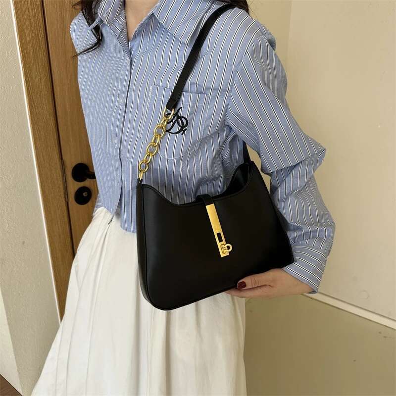 PU Leather Shoulder Bag for Women Casual Solid Color Design Handbags Brand Purse 2025 Fashion Shopper Clutch Women's Bags