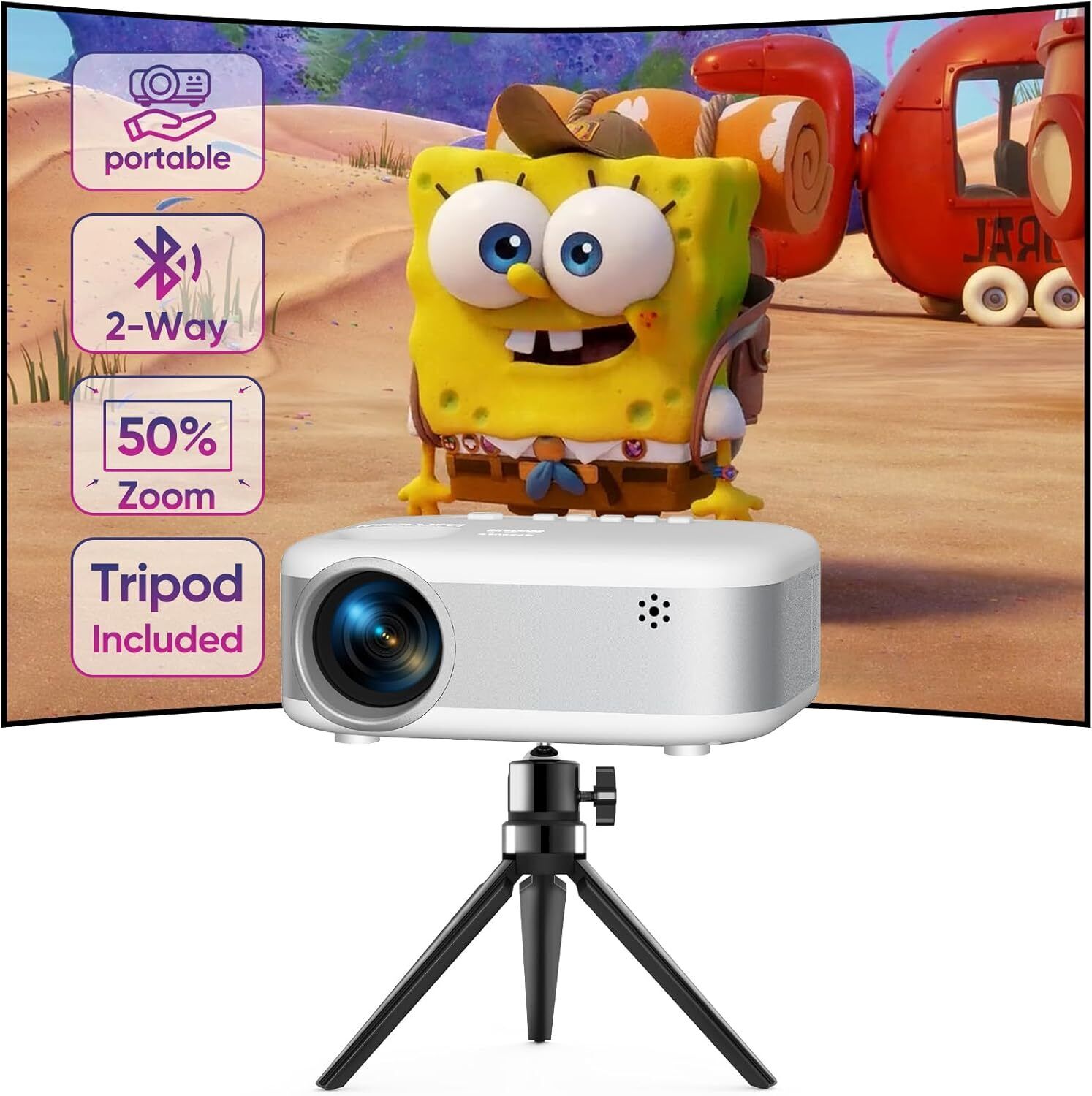 Mini Projector LED 1080P WiFi Bluetooth Ultra HD Portable Home Theater 200 Inch Display Screen