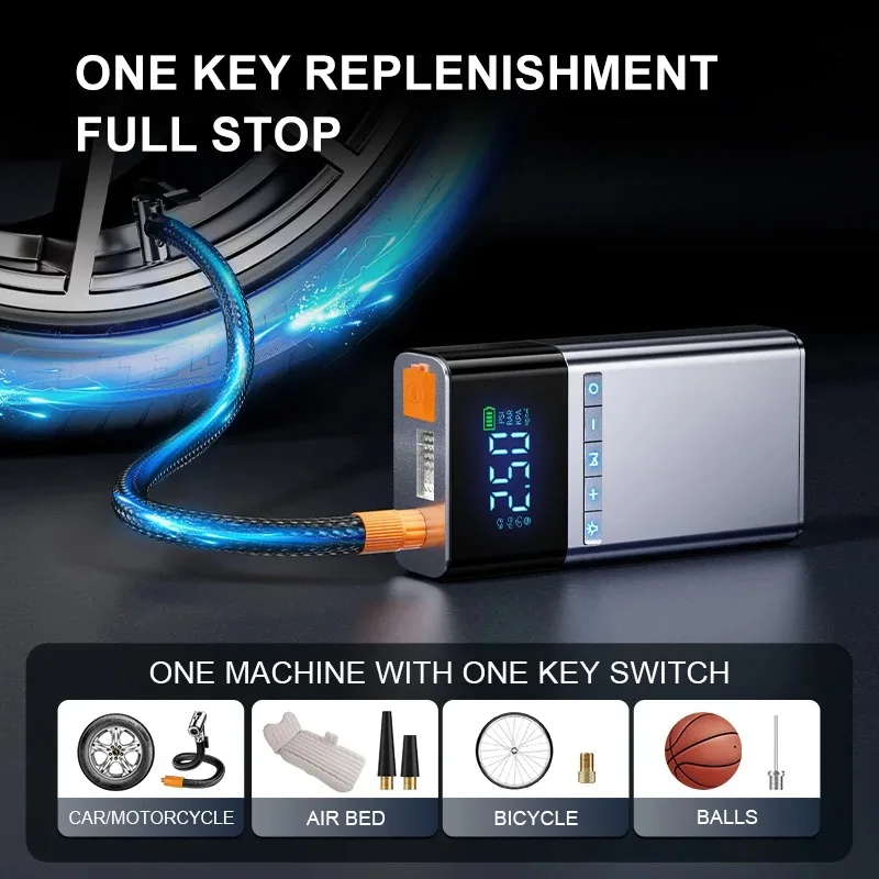 Car Jump Starter Pump Multifunction Power Bank Lighting Air Compressor Portable Automotive Tyre Iator Cars Starters