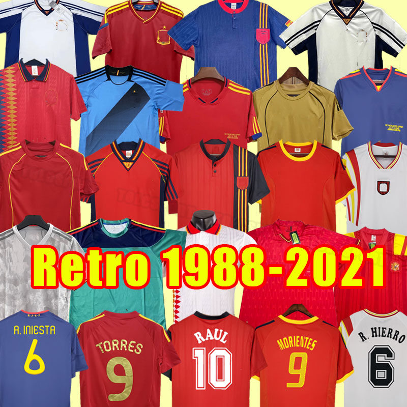 Camiseta de futbol spain Retro soccer jerseys Espana 1994 1996 2002 2008 2010 2012 football shirt vintage DAVID VILLA HIERRO TORRES FABREGAS 94 96 02 08 10 11 12 18 88