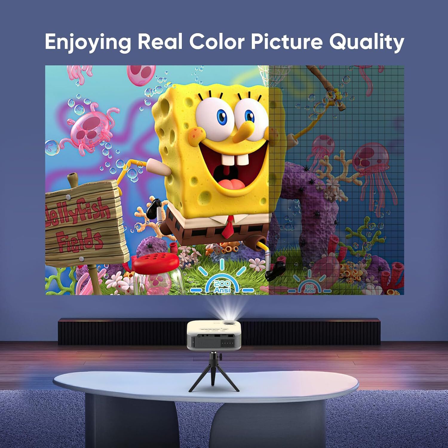 Mini Projector LED 1080P WiFi Bluetooth Ultra HD Portable Home Theater 200 Inch Display Screen