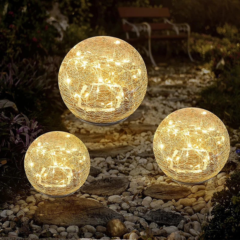 Outdoor Waterproof Led Solar Garden Lights Cracked Glass LED Lights for Walkway Path Patio Park Yard Light Holiday decoration 241119