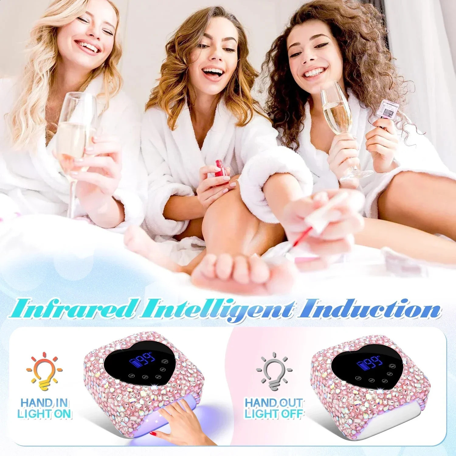72W Cordless UV Lamp for Nails Rechargeable 30 LEDs Nail Dryer with 5 Timer Settings UV Light Cabin for Manicure Nail Tools 241119
