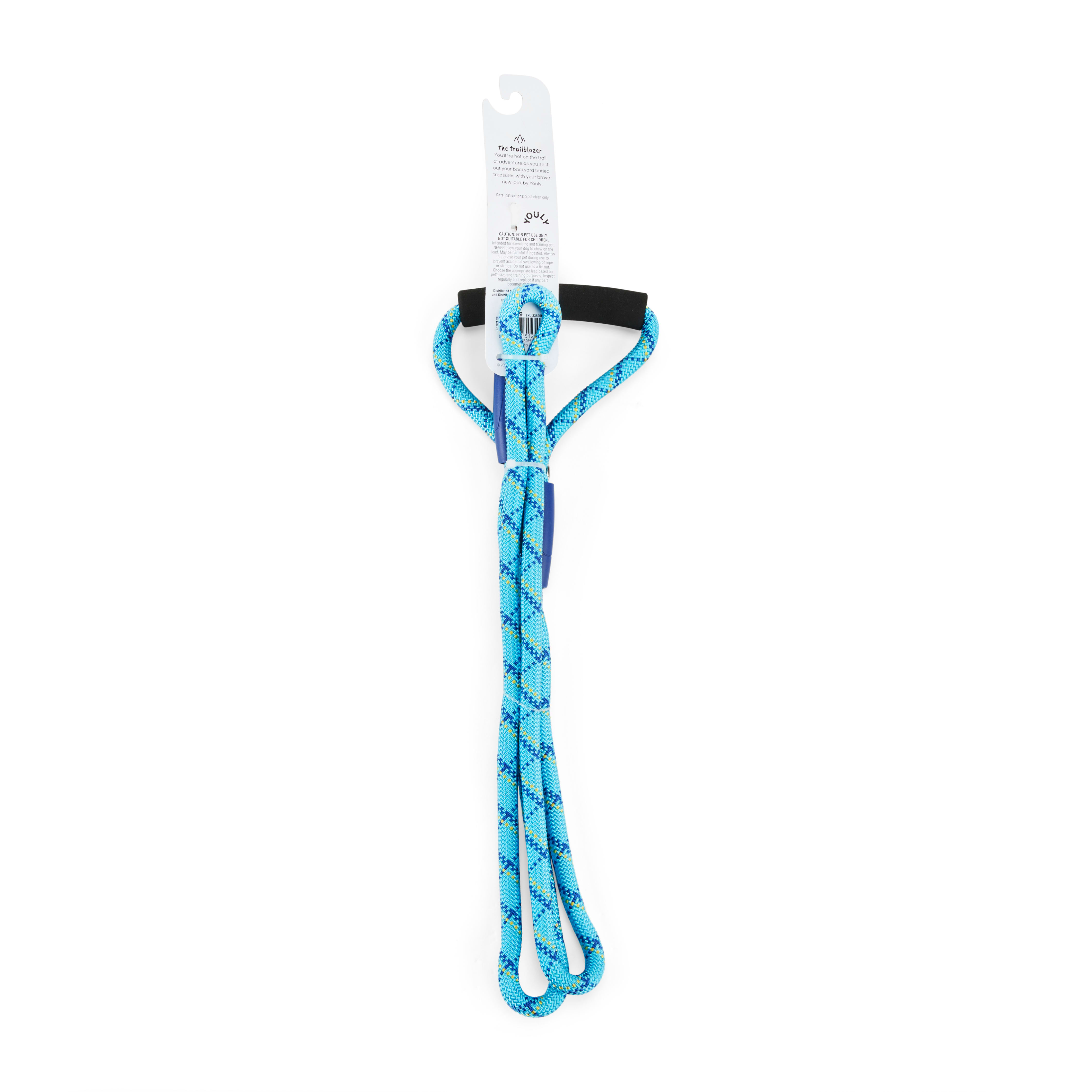 YOULY The Trailblazer Turquoise & Navy Rope Dog Leash, 6 ft.