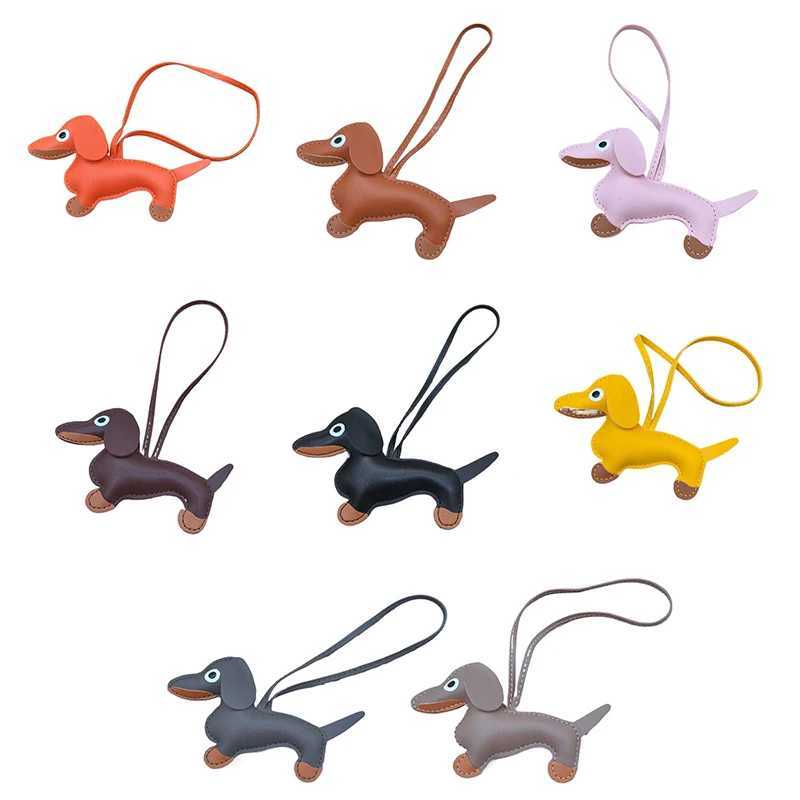 Keychains Lanyards 1 Cute PU Leather Dog Keychain Pendant Sausage Womens Bag Charm Mobile Phone Tricycle Keyring Party Gift H241119