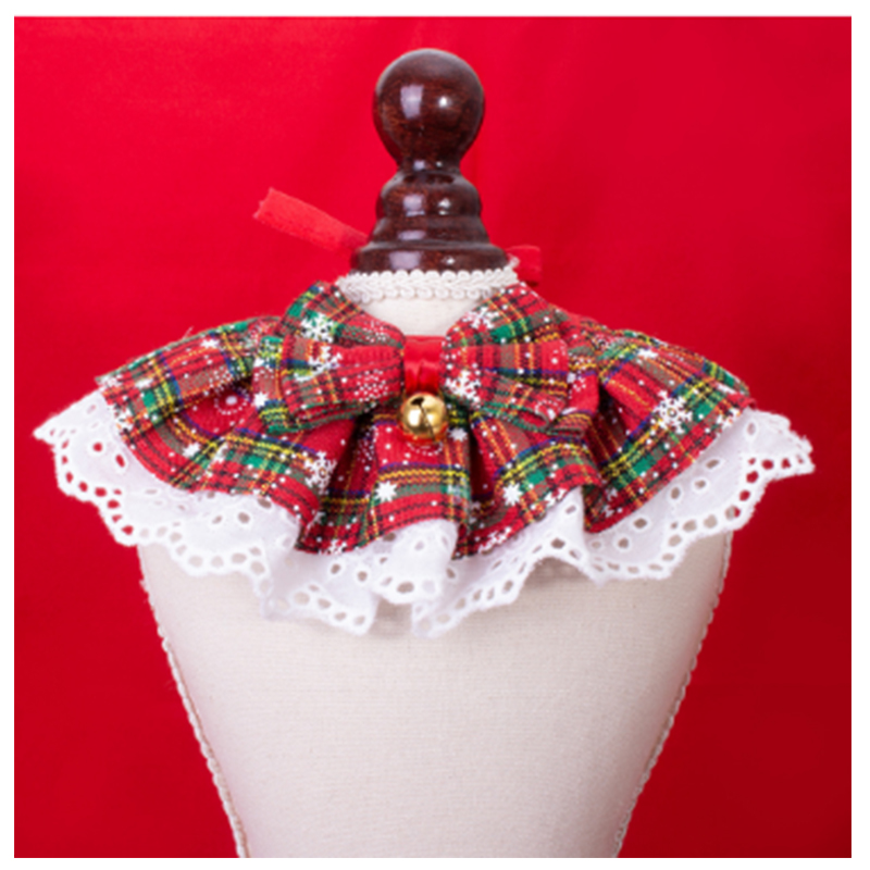 Pet Christmas Bow Tie Bib Drool Towel Christmas Pet Drool Bib Collar Plaid Lace Maid Cos Wholesale