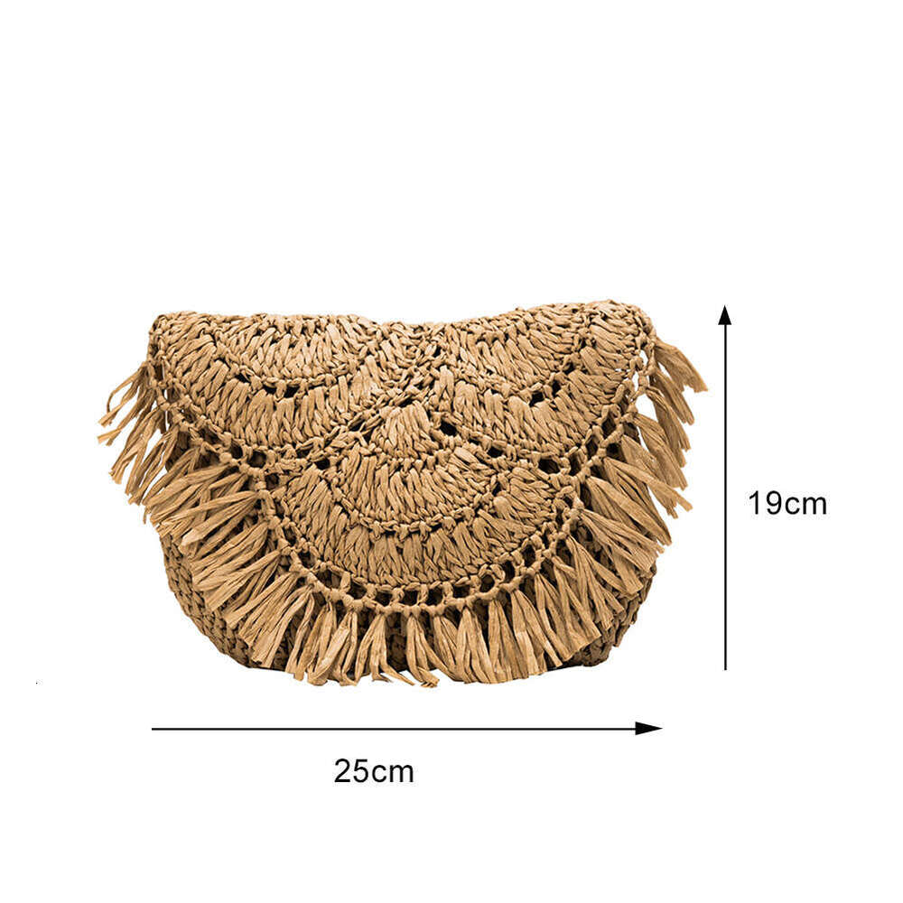 Newest Summer Beach Women Tassels Straw Rattan Weave Shoulder Crossbody Bag Flap Female Retro Daily Elegant Handbag
