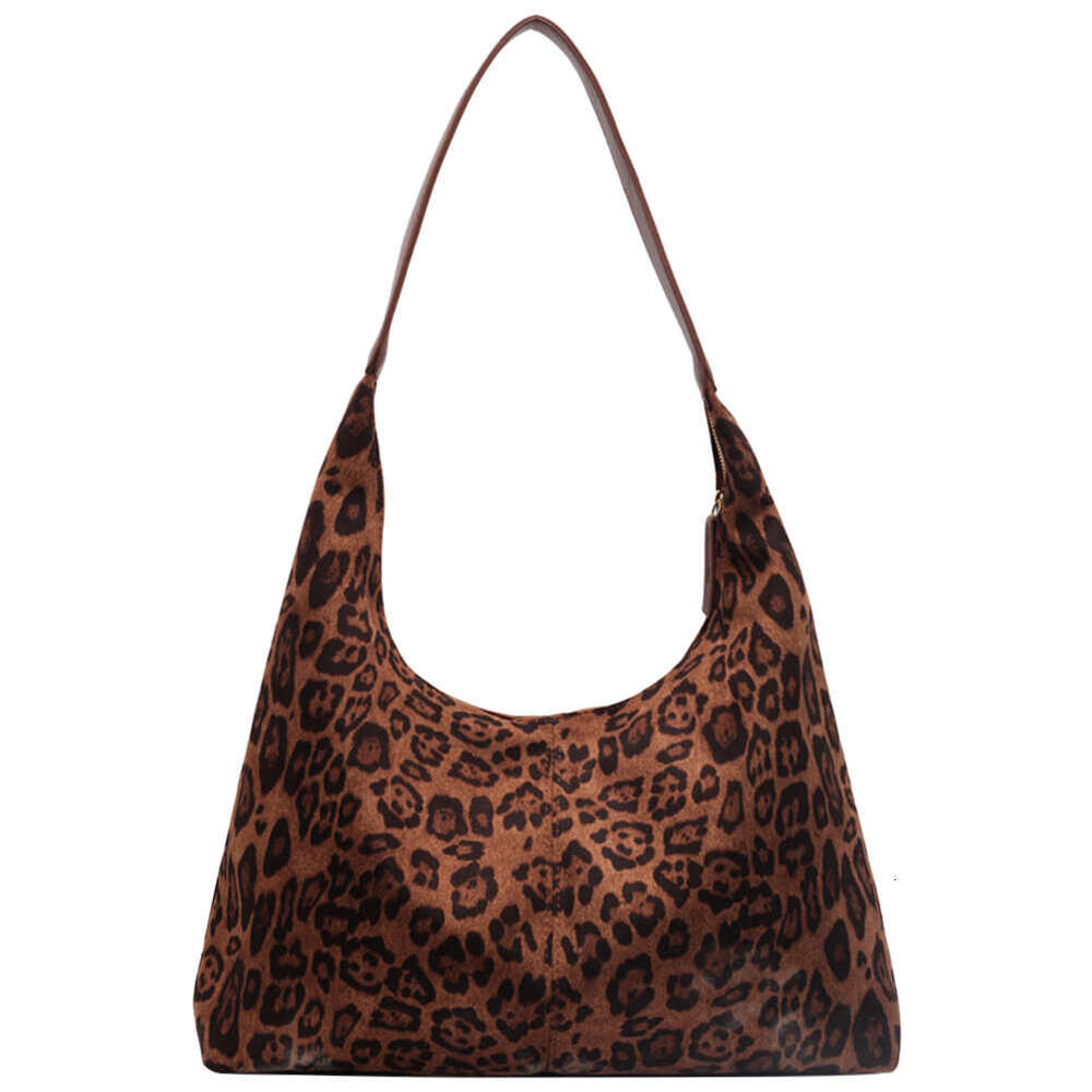 Women Cheetah Printed Tote Large Capacity Suede Leopard Print Handbag Vintage Shoulder Female Commute Bag