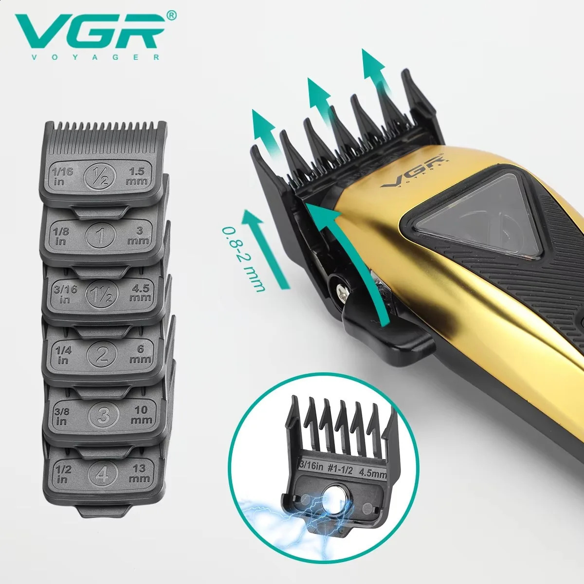VGR Hair Cutting Cordless Hair Trimmer Professional Trimmer Cordless DLC Adjustable Rechargeable Cutting 9000RPM Clippers V-015 241119