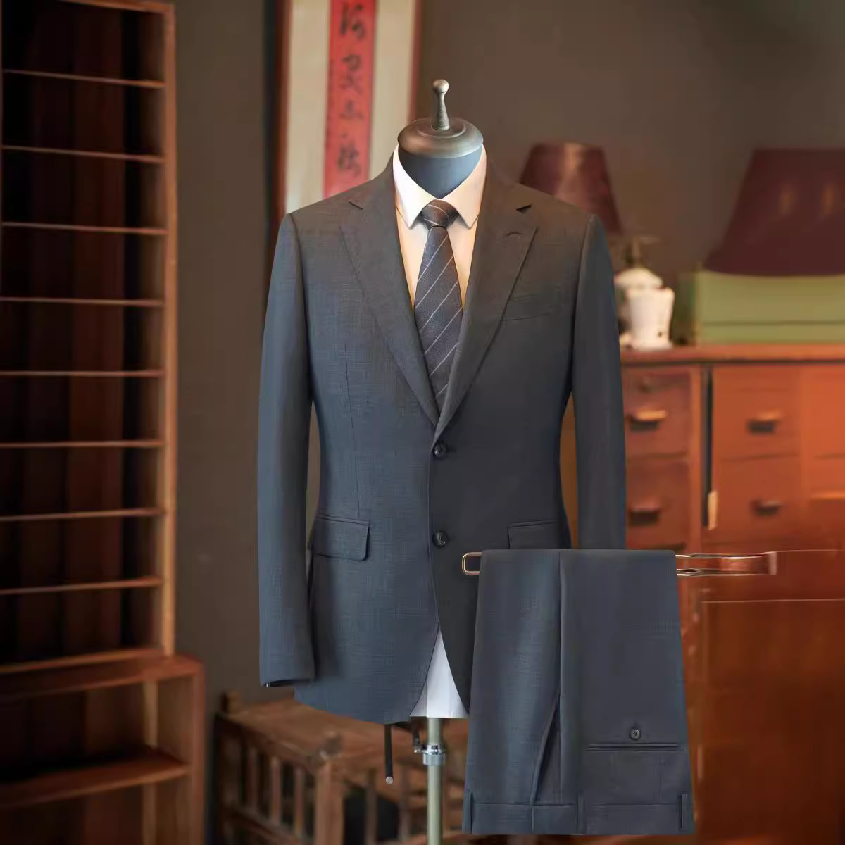 X728Men's slim-fit jacket suit 100% wool high-end two-piece suit high-end Korean style