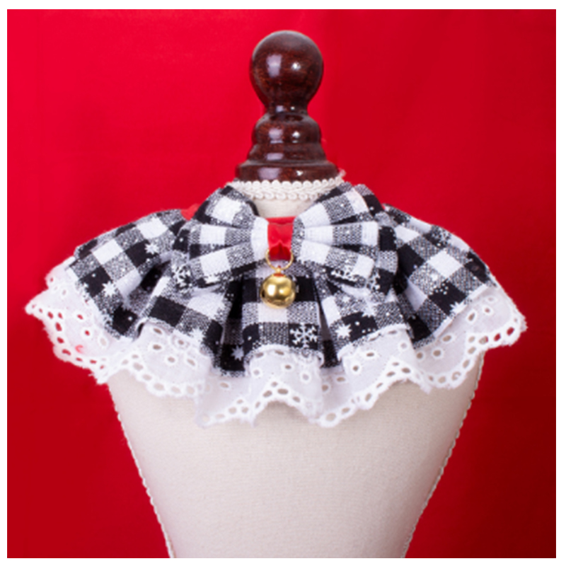 Pet Christmas Bow Tie Bib Drool Towel Christmas Pet Drool Bib Collar Plaid Lace Maid Cos Wholesale