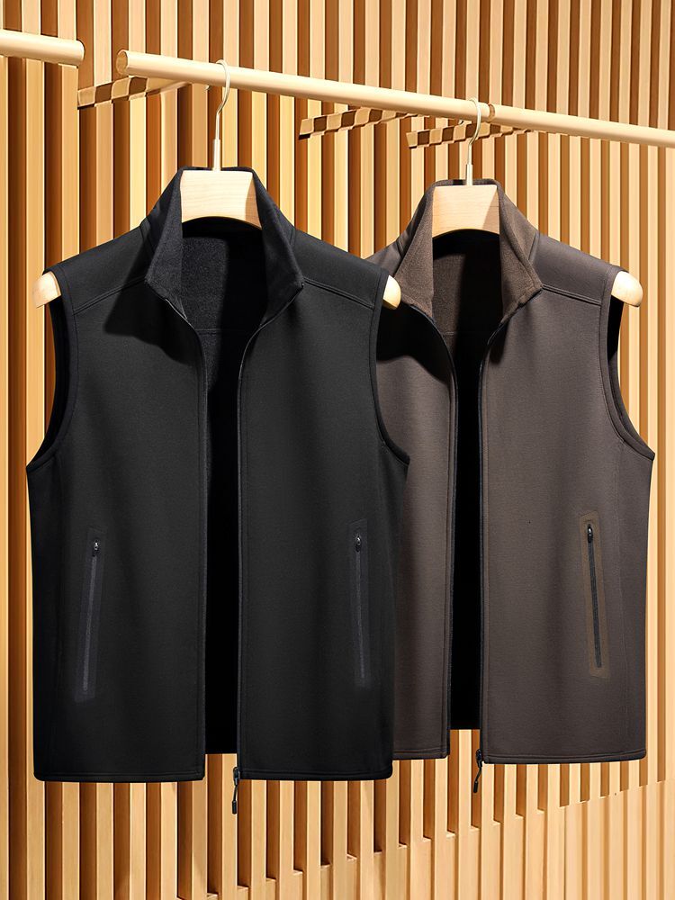 JSBD Comfort ~ High Quality Commuter Casual Zipper Stand Collar Spring And Autumn 100 Solid Color Vest Men