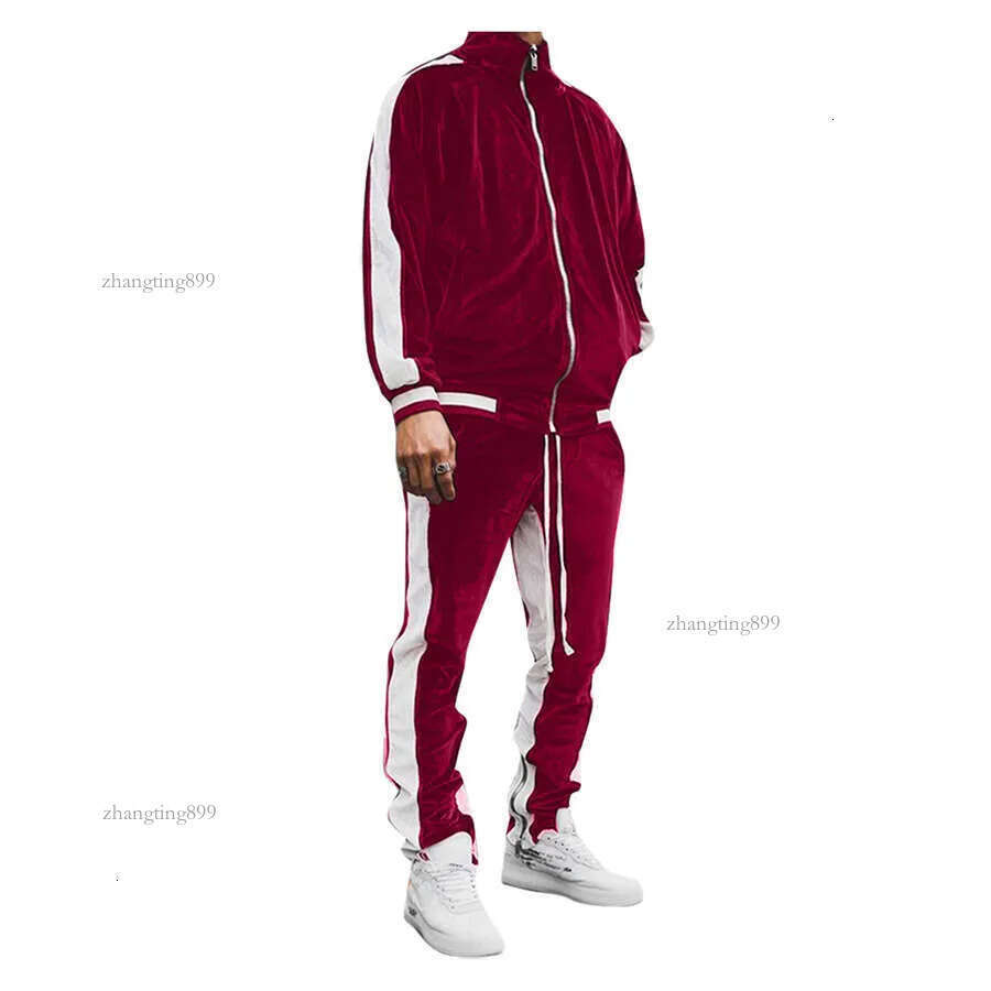 New 2024 Spring Autumn Men's Designer Velvet Set 2 Piece Sports Suit Coat and Pants Warm Sportswear Tracksuit for Men Fashion Streetwear