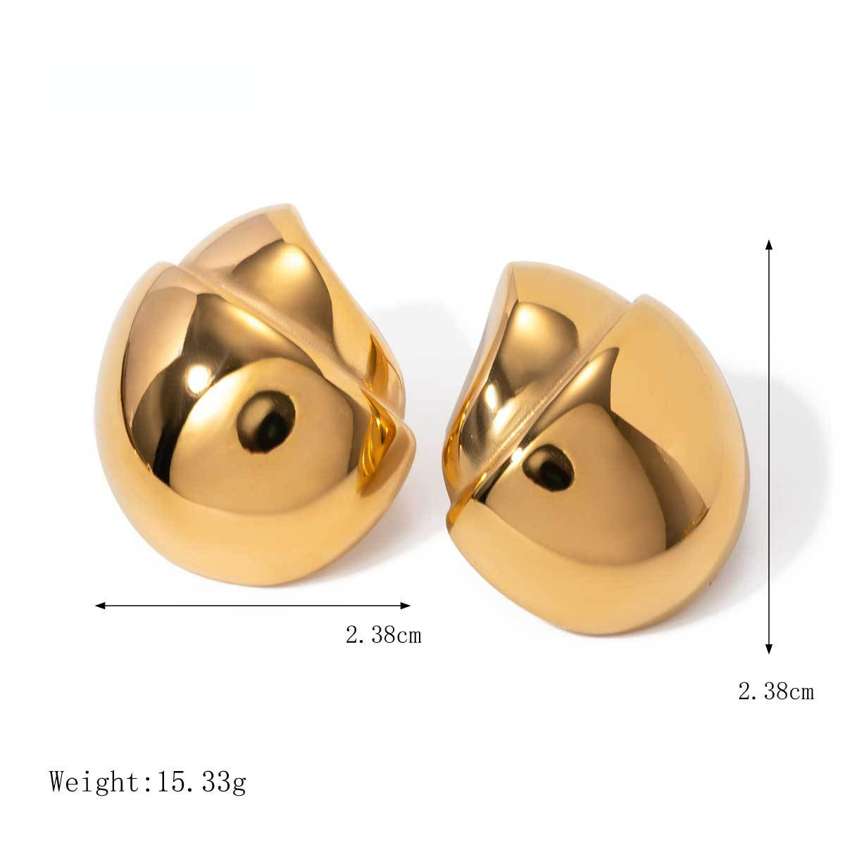 Designer New 18k Gold Stainless Steel Hazelnut Earrings for Women's Retro Style Round Irregular Trendy Wedding Banquet Jewelry