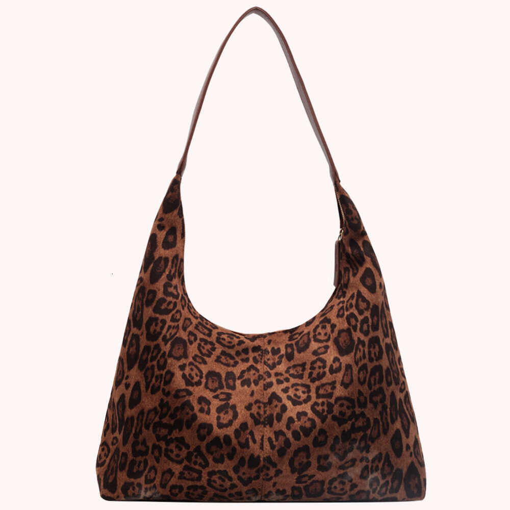 Women Cheetah Printed Tote Large Capacity Suede Leopard Print Handbag Vintage Shoulder Female Commute Bag