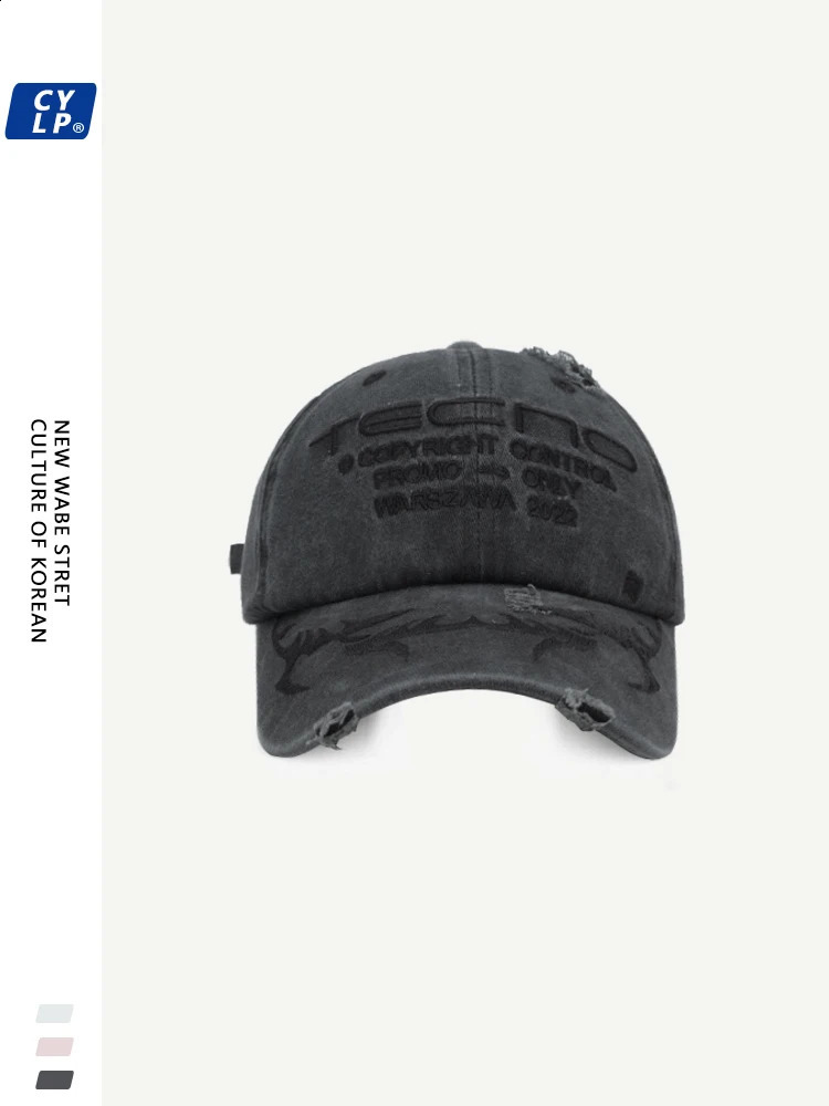 Fashion Letter Embroidery Baseball Cap Men and Women Korean Street Make Old Ripped Peaked Cap 241119