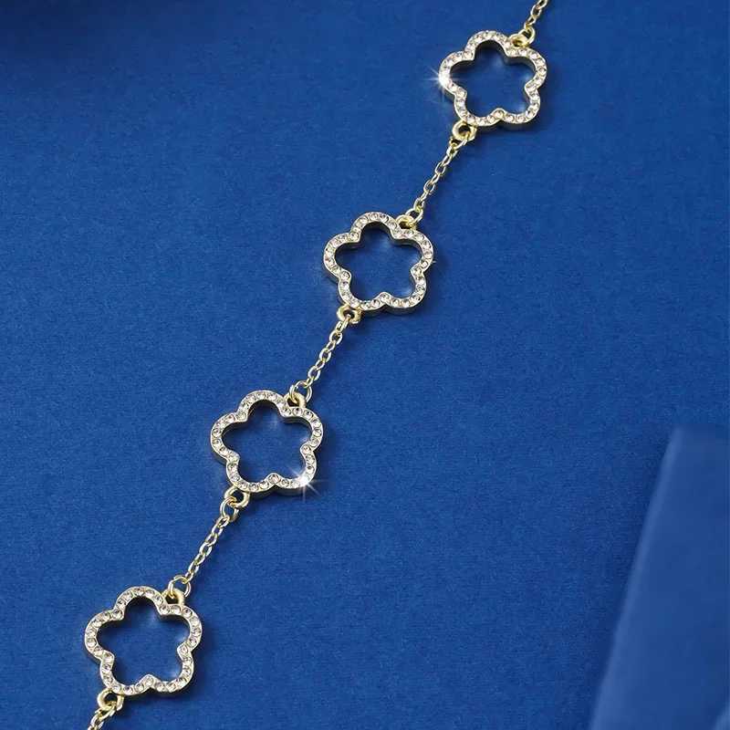 Chain Hollow clover bracelet womens copper Y2k cubic zirconia girl gift summer fashion jewelry accessories H241119