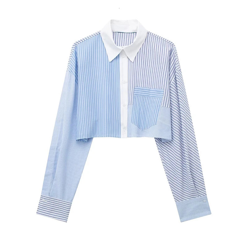 TRAF Womens Shorts Sets Fashion Patchwork Striped Shirts Elastic Waist Suits Female Streetwear Woman 2 Piece 240418