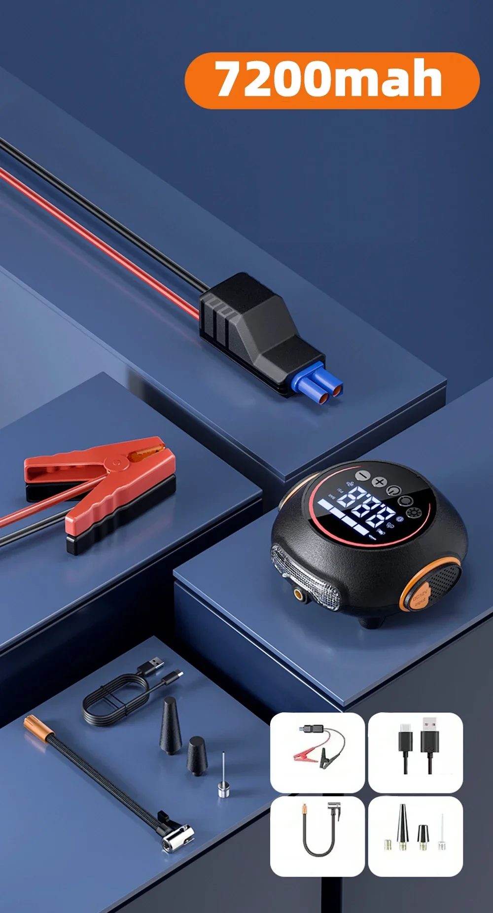 EAFC 4 in 1 1000A Compressor Air Pump Tire Iator Ignition Car Jump Starter Power Bank