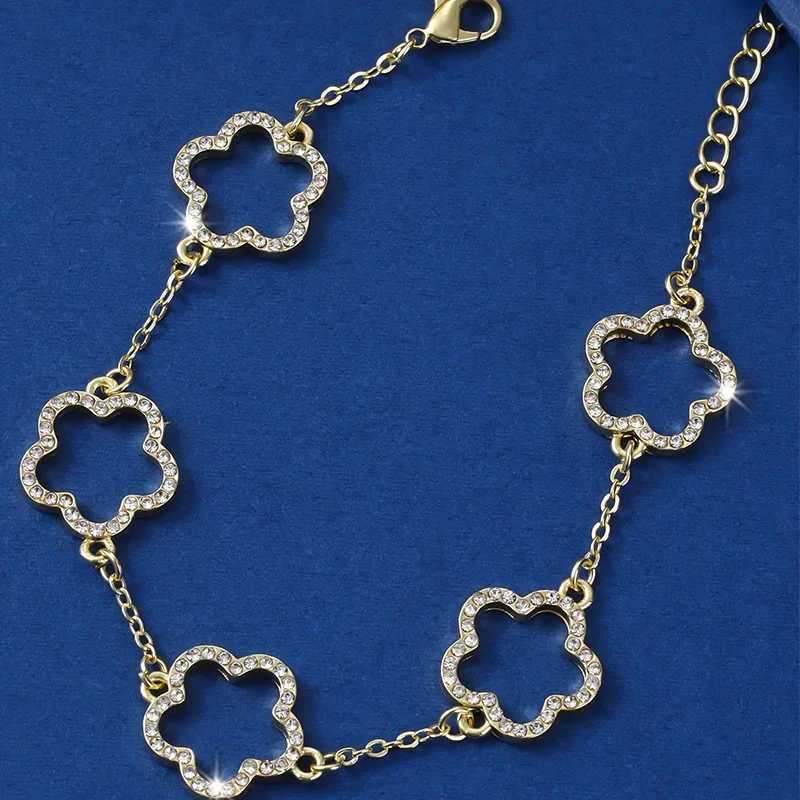 Chain Hollow clover bracelet womens copper Y2k cubic zirconia girl gift summer fashion jewelry accessories H241119