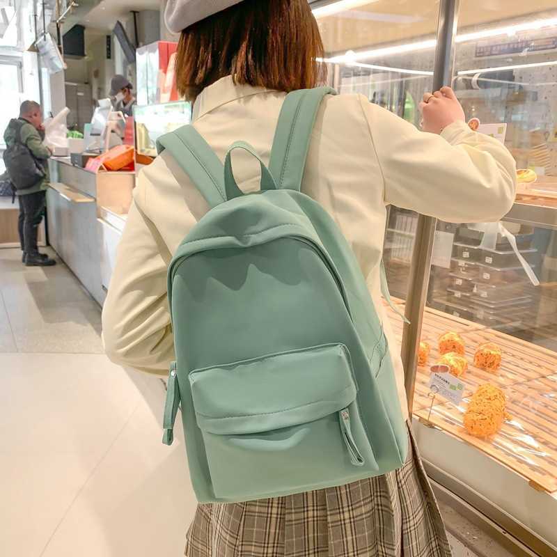Junior High School High Beauty Backpack for Women Sweet and Fresh Solid Color Backpack Cute Campus Student Backpack 241120