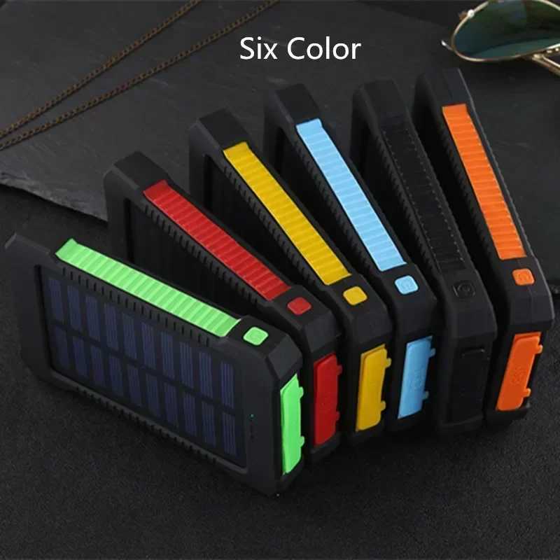 Solar Power Bank waterproof 30000mAh Solar Charger USB Ports external charger Powerbank is suitable for 5S smartphones with LED lights Y241119