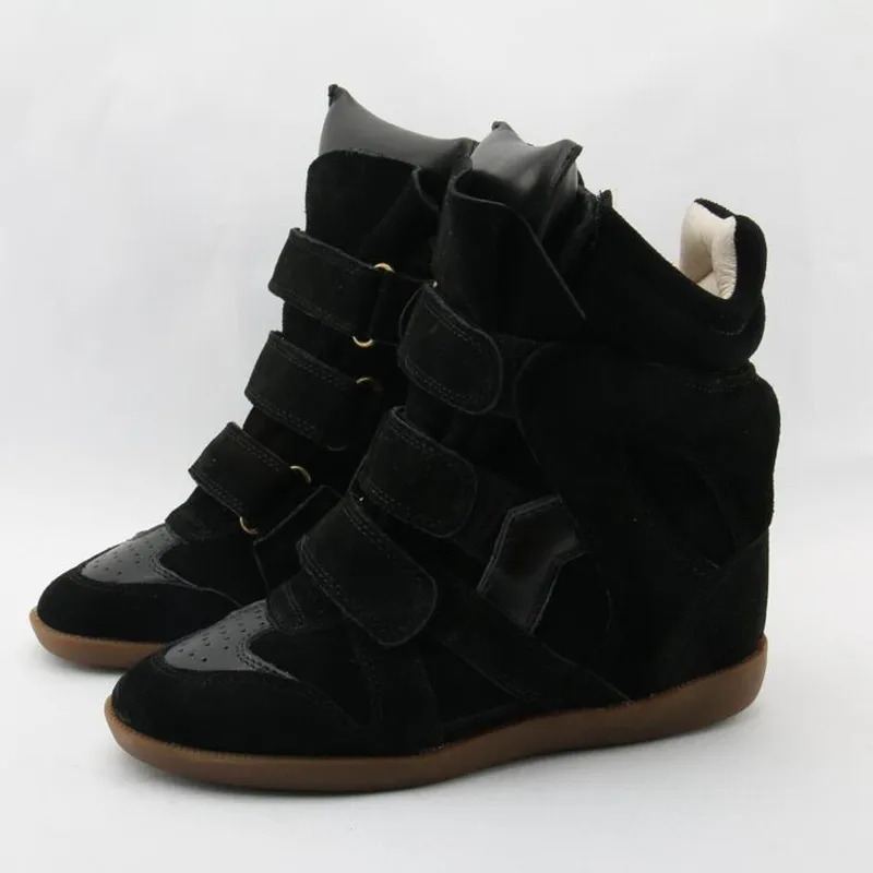 Chaussures Femme Autumn Winter Genuine Leather Plush Ankle For Woman Height Increasing High Top Cowboy Boots Buckle Botas