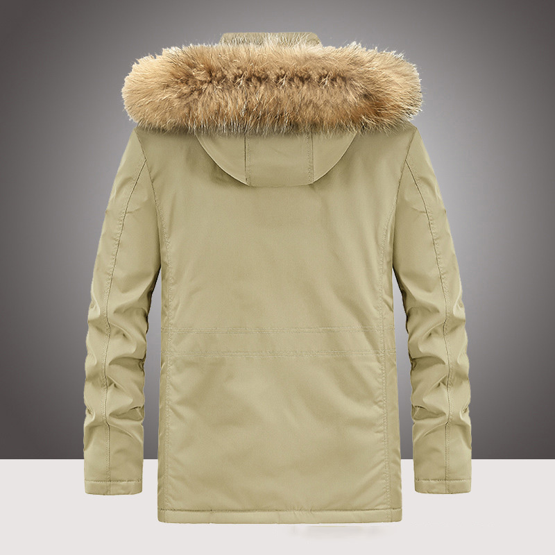 Autumn and winter men's new thickened medium and long hooded padded coat leisure youth thickened coat m014