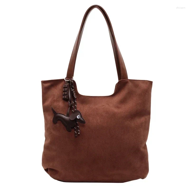 Totes Zipper Suede Product Women's Shoulder Bag Solid Color Fashion Tote Large Capacity Soft Versatile Trendy Handbag zhanyishengli