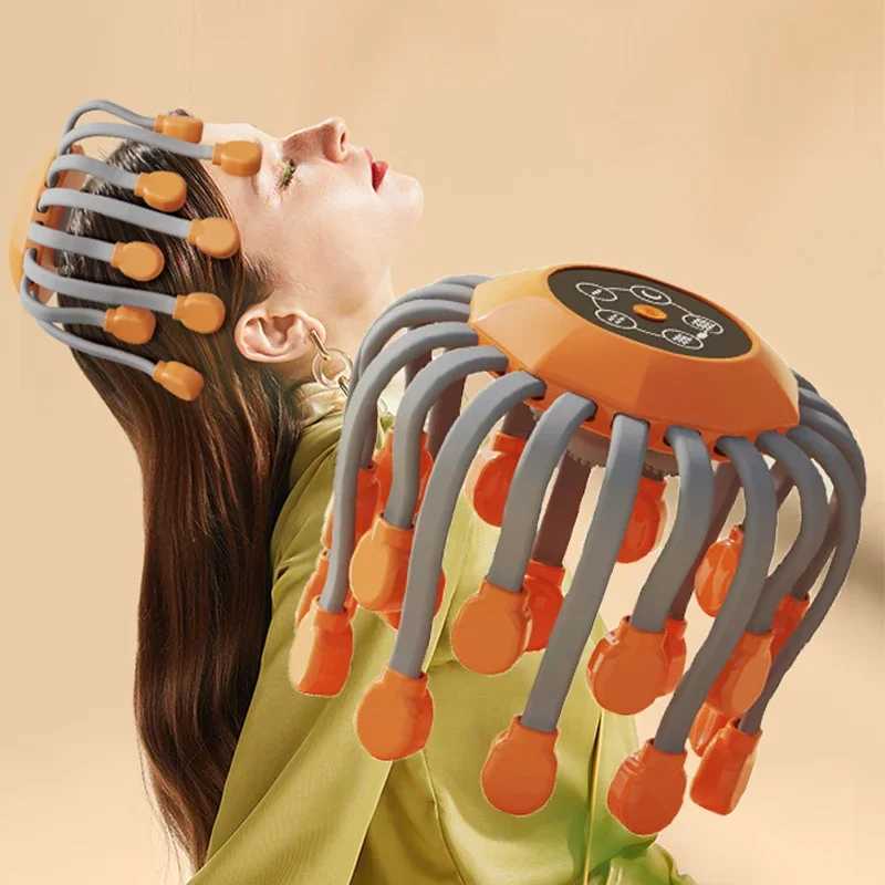20 Octopus Claw Head Massager Electric Red Light Treatment Relieves Scalp Massage Stimulator Orange Vibration Hair Head Massager W241120