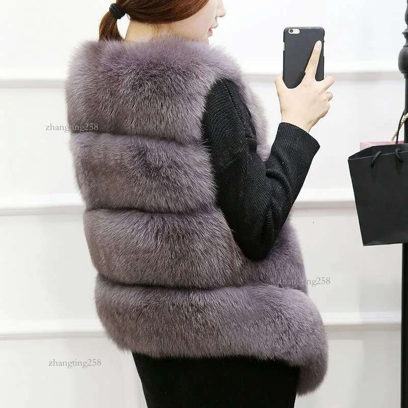 Women's Fur 2022 Women Winter Autumn Faux Vest V-Neck Thick Body Warmer Female Sleeveless Jacket1