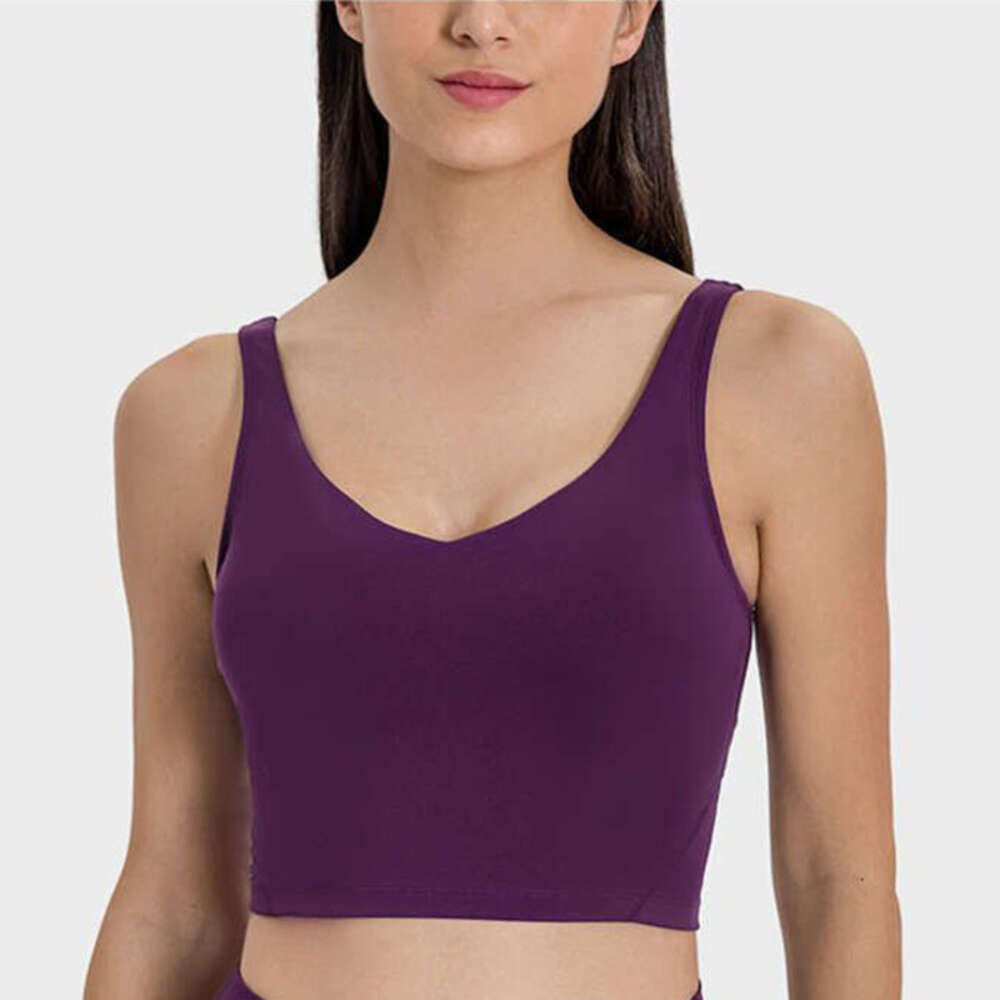 Women Yoga Outfits Bra L-109 Sports Vest Fitness Tops Sexy Underwear Tanks Solid Color Lady Shirts with Removable Cups Yoga Sports Crop Tanks
