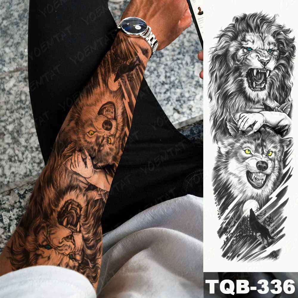 Full Large Arm Sleeve Tattoo Viking Waterproof Temporary Tatto Sticker Ship Compass Plume Letter Body Art Men Women Fake TatooXJ241120