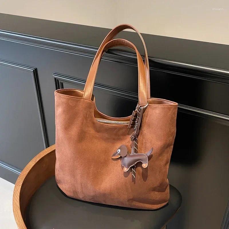 Totes Zipper Suede Product Women's Shoulder Bag Solid Color Fashion Tote Large Capacity Soft Versatile Trendy Handbag zhanyishengli