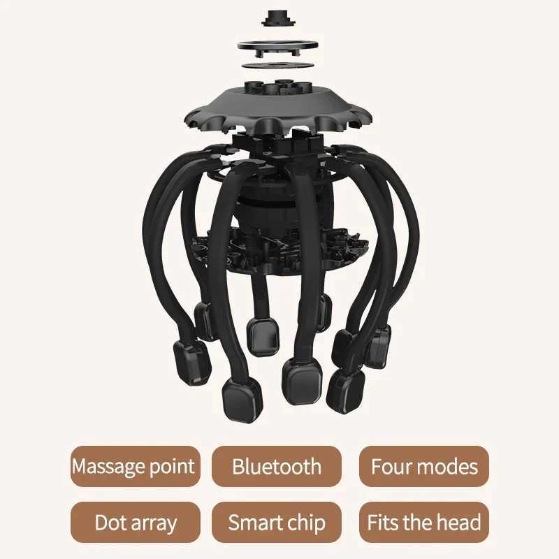 MUKASI electric head massager Bluetooth music vibration octopus scalp massager used for better sleep decompression and relaxation W241120