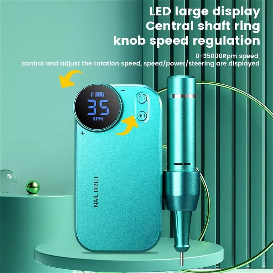 Portable Rechargeable Grinder 35000RPM Low Noise High Speed Vibration Hand Professional Manicure Nail File Drill Kit 241119