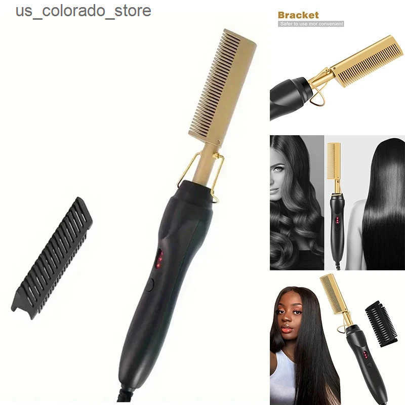 Electric Hair Brushes Hair Straightener Comb Wet Dry Hair Straightener Curling Iron Household Electric Comb 3In1 Straight Curling Comb L240910