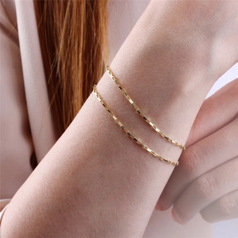 14K Gold Filled Chain Bracelet Handmade Jewelry Boho Charms Bracelets Vintage Anklets for Women Bridesmaid Gift Gold Bracelet 241119bj