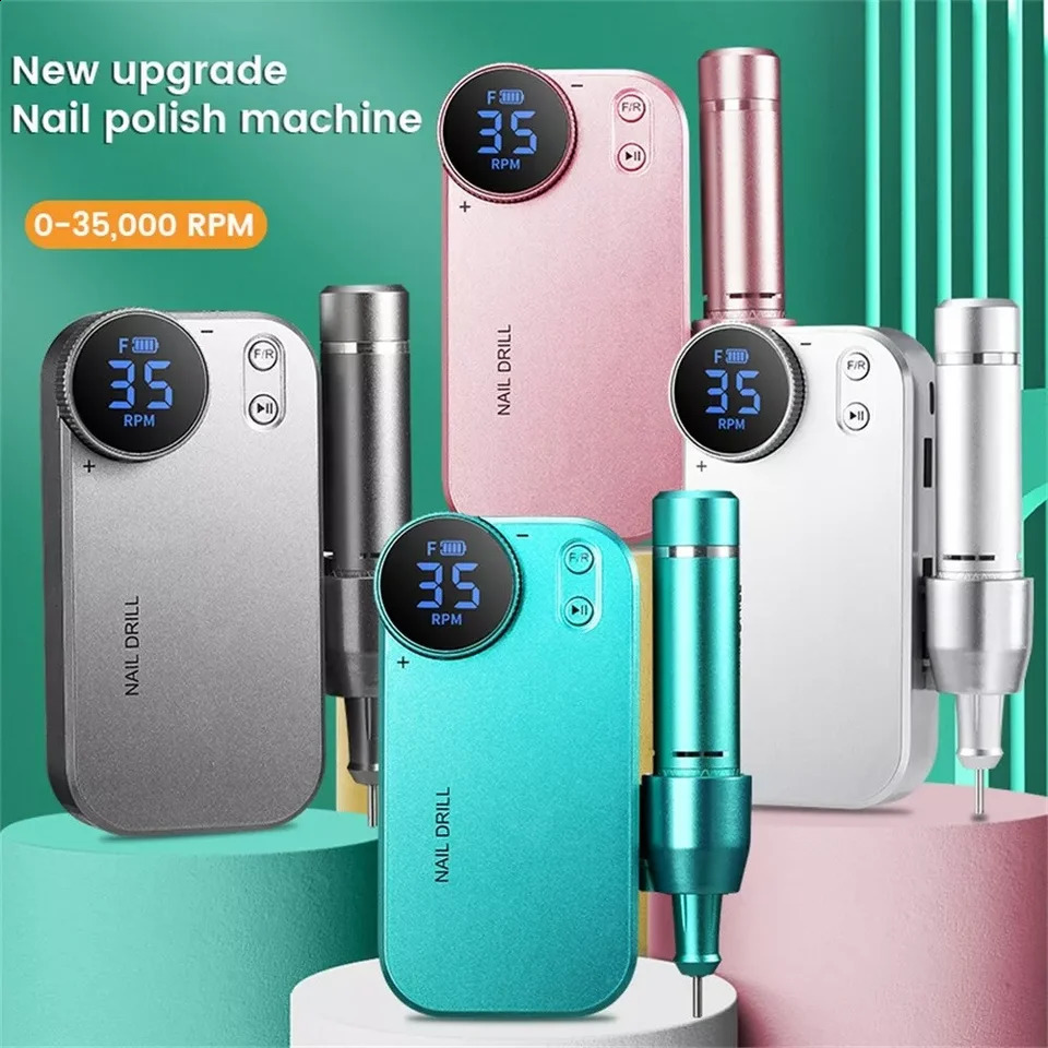 Portable Rechargeable Grinder 35000RPM Low Noise High Speed Vibration Hand Professional Manicure Nail File Drill Kit 241119