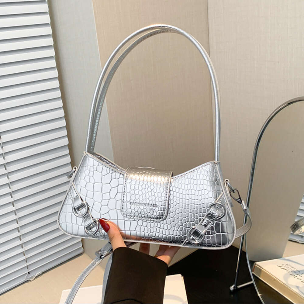 Shoulder Women Adjustable Strap Crescent Bag PU Leather with Inner Pocket Handbag Y2K for Work Travel