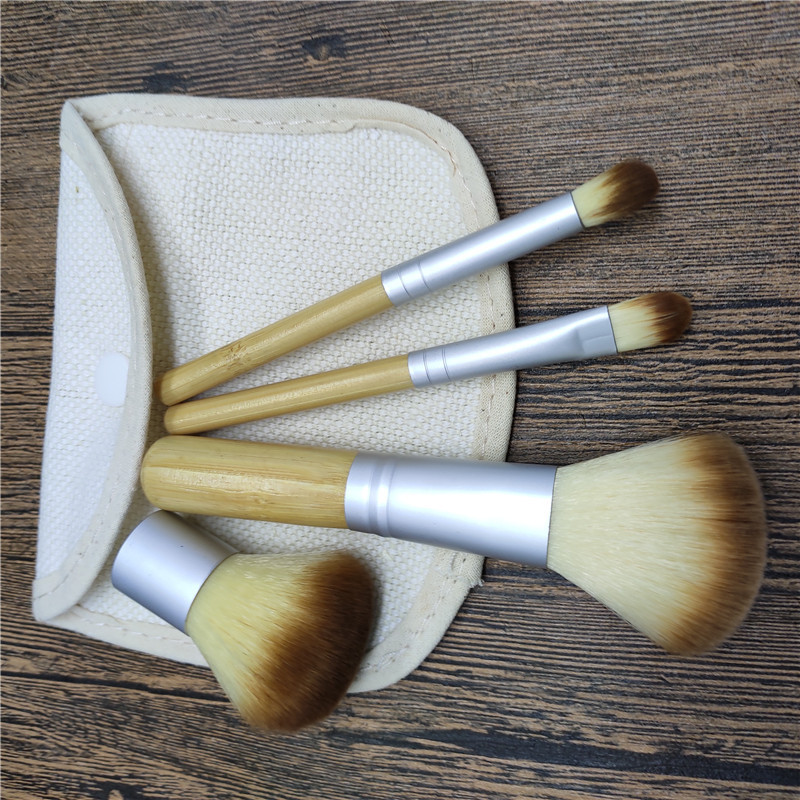 4pcs Bamboo Brushes Foundation Makeup Eye Shadow Blush Brush Cosmetic Set makeup brush set X250910