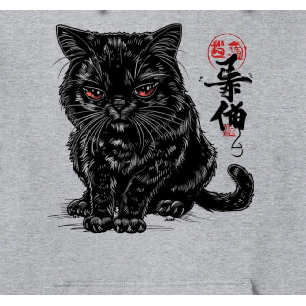 Hoodie for Mens Womens Black Cat Japanese Art Kitten Lover Kawaii Anime Gift Pullover Hoodie Graphic Hoodies sweatshirt cool