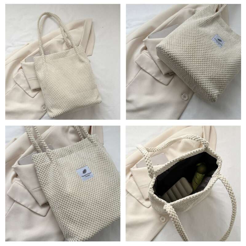 2025 Arts Shoulder For Women New Canvas Bucket Handbags Corduroy Fashion Casual Solid Color Famous Brand Bags