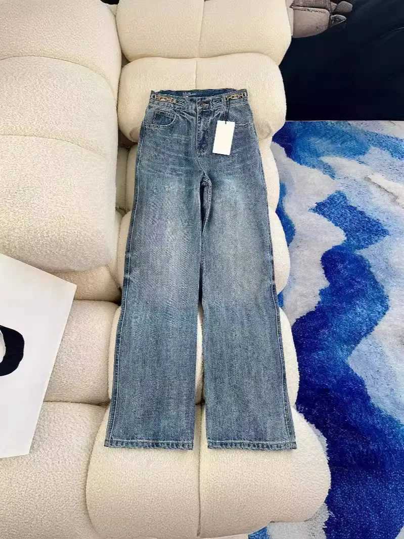 Women's Jeans 2024 new CE Triumph Gate pants chain high waist slim wide leg straight leg jeans womenS2411202