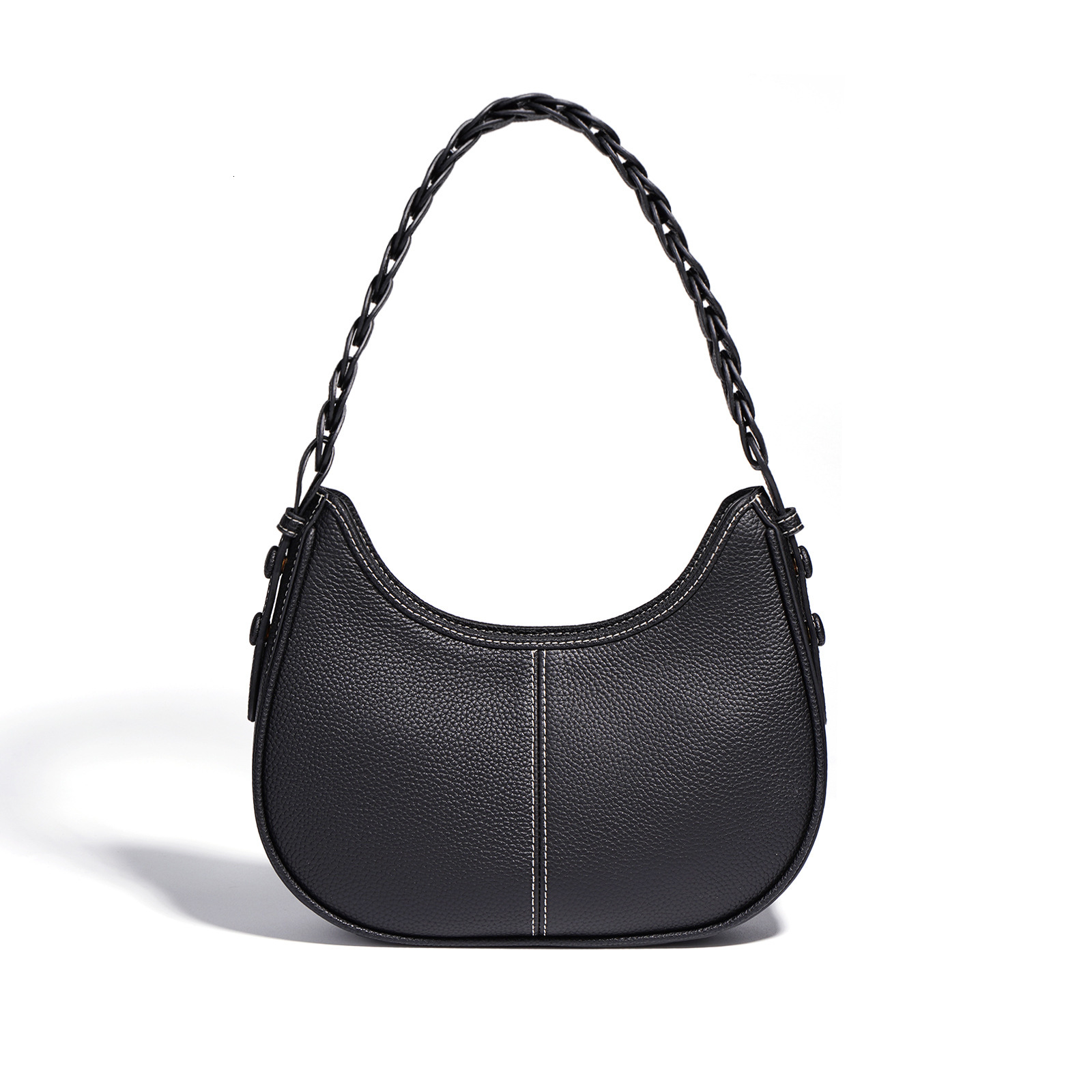 New Arrival Women's Top Grain T Handbag Stylish Casual Texture Genuine Leather Crossbody Messenger Bag Pleated BagVoyage