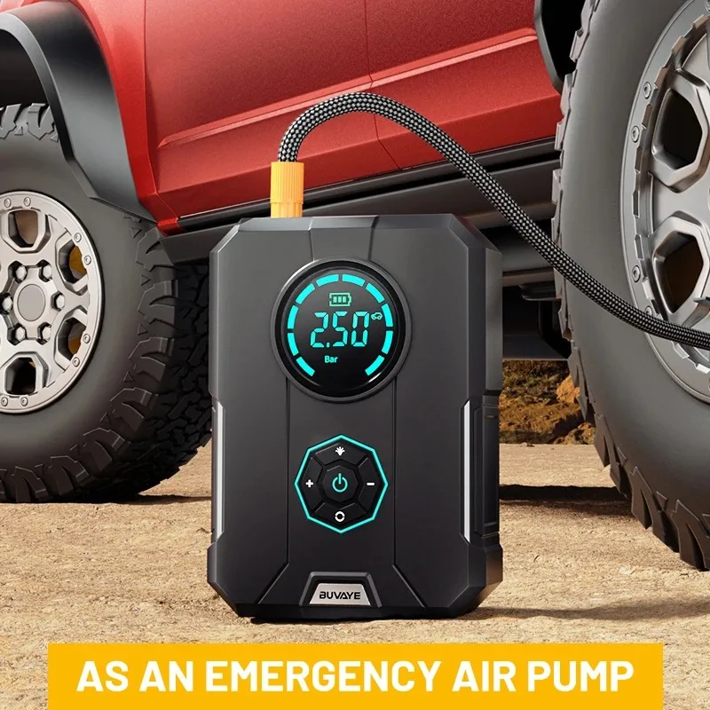 6 In 1 Car Jump Starter Air Pump Portable Air Compressor Power Bank Cars Battery Starters Starting Auto Tyre Inflator