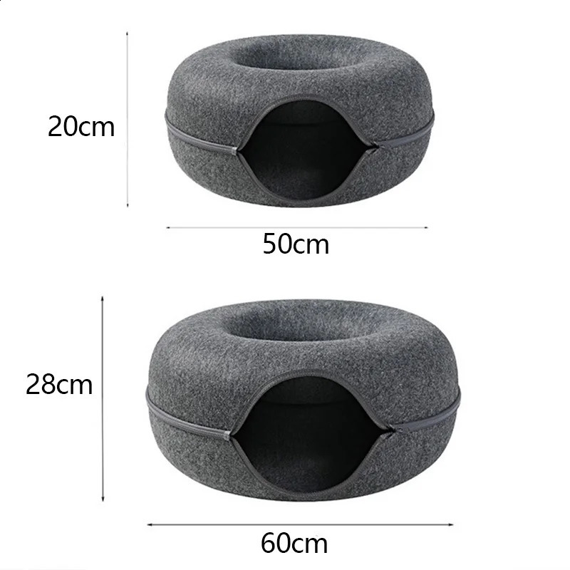 Sweet Donut Cat Bed 2 cats detachable pet cat tunnel interactive game toy dual-use felt indoor cat sports equipment cat supplies 241115